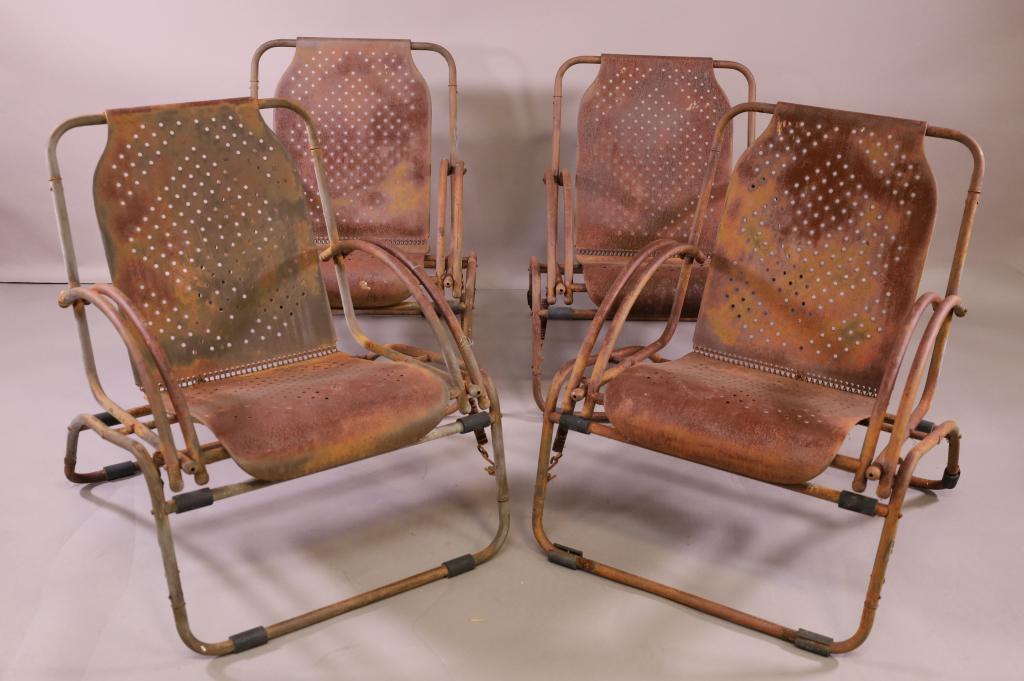 SET OF 4 VINTAGE METAL PATIO GLIDING CHAIRS (1 of 3)