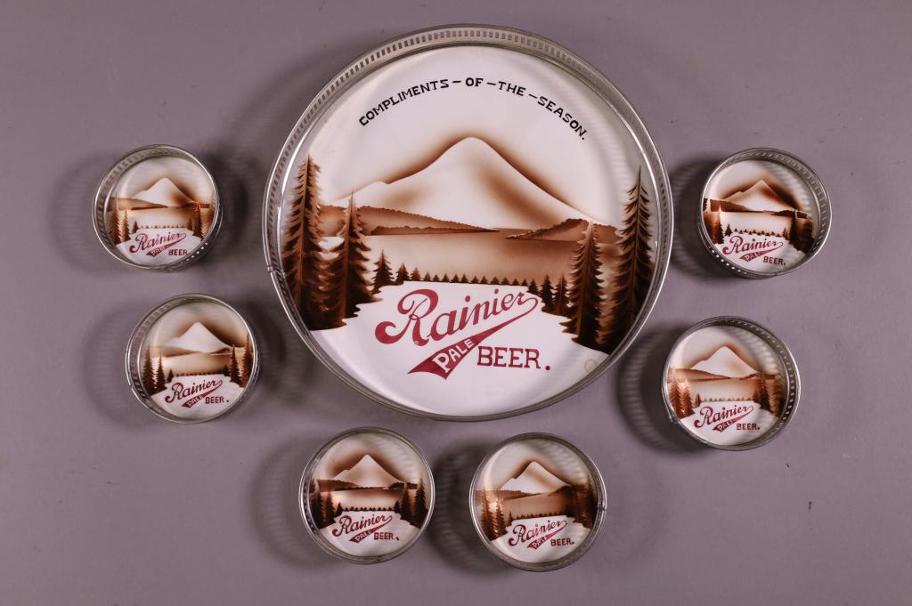 7 PC. RAINIER BEER COASTER SET (1 of 4)