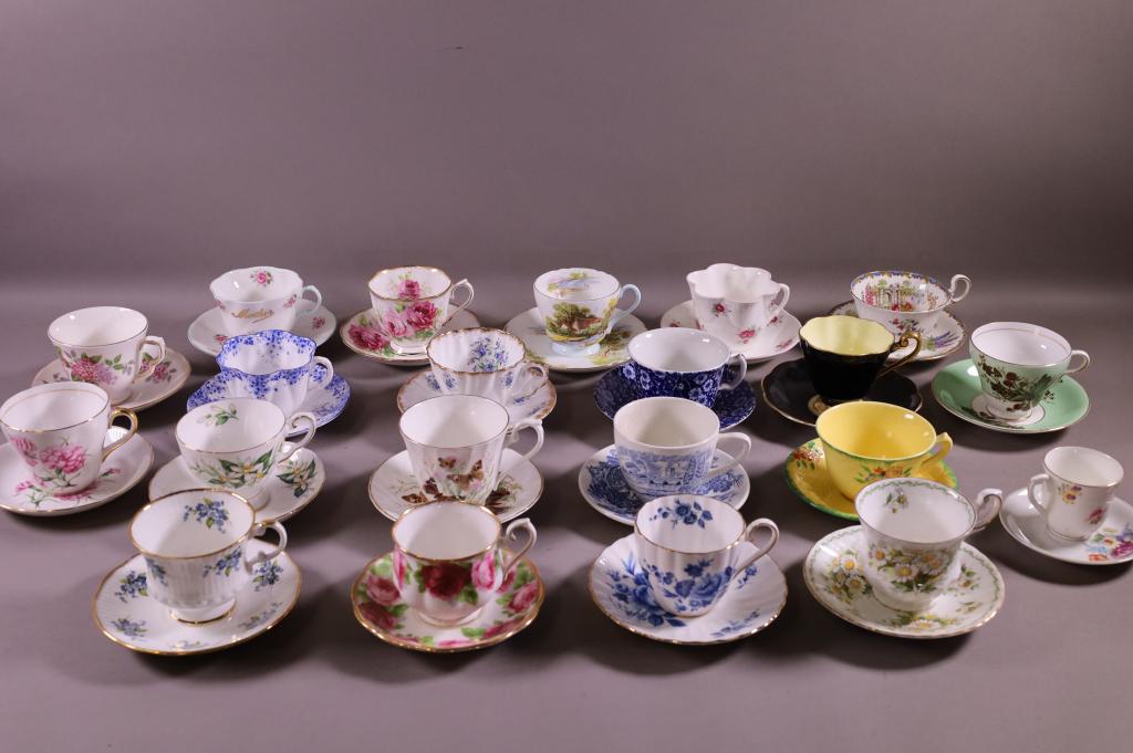 21 ENGLISH CUPS & SAUCERS (1 of 3)