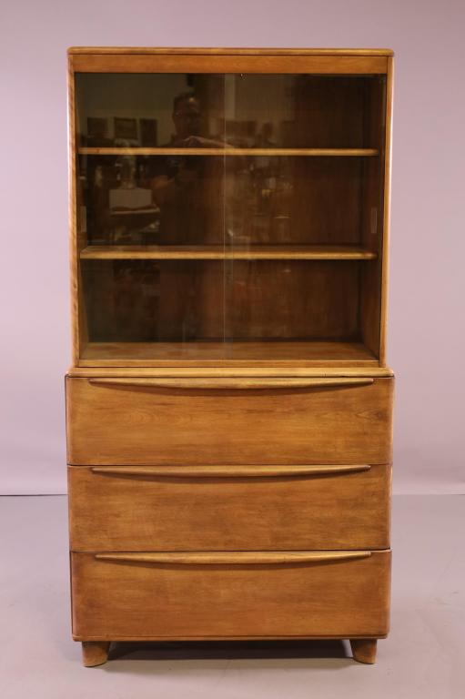 HEYWOOD WAKEFIELD TWO PART CHINA CABINET (1 of 5)