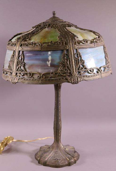 1920'S SLAG GLASS TABLE LAMP (1 of 3)