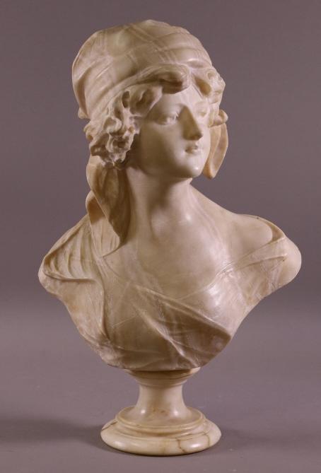 ANTIQUE ALABASTER BUST OF A LADY (1 of 2)
