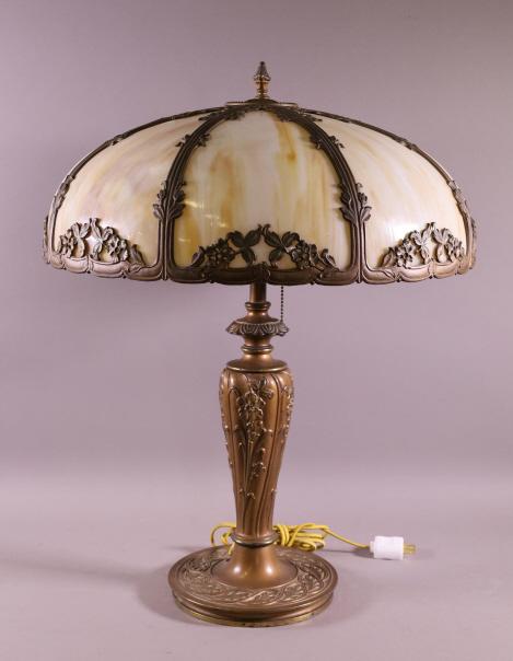 1920'S SLAG GLASS TABLE LAMP (1 of 4)