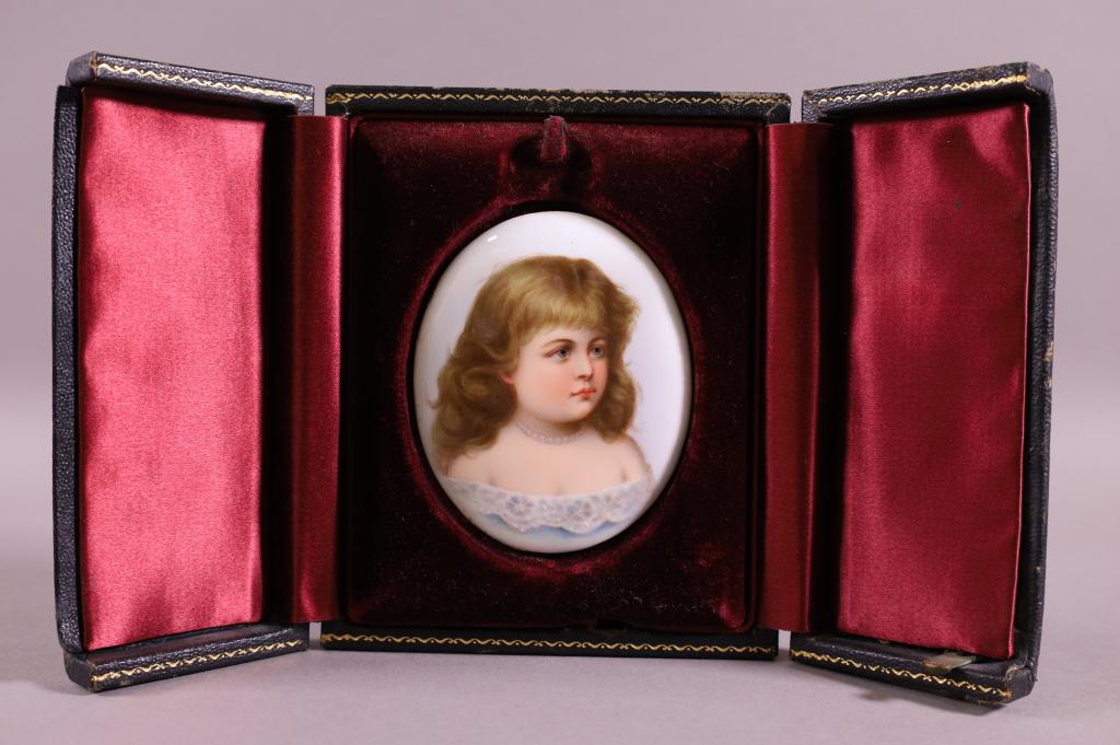 FRAMED VICTORIAN PORTRAIT ON PORCELAIN (1 of 2)