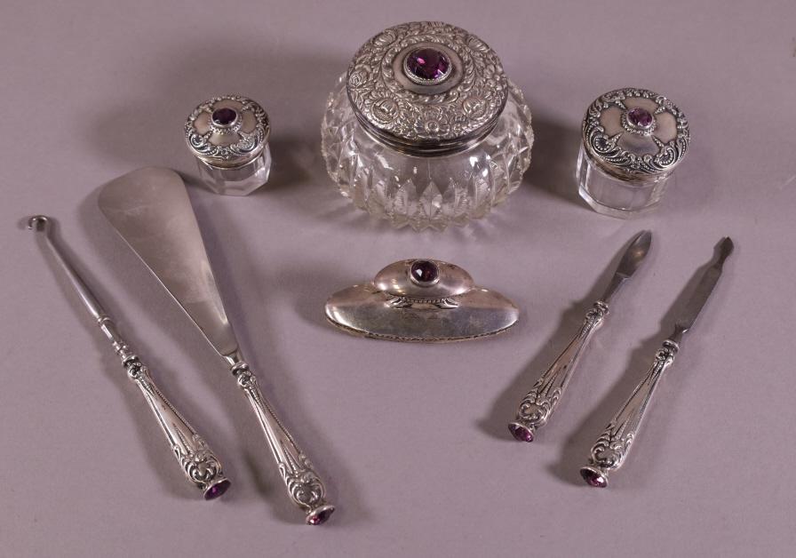 EIGHT PIECE STERLING DRESSER SET (1 of 3)