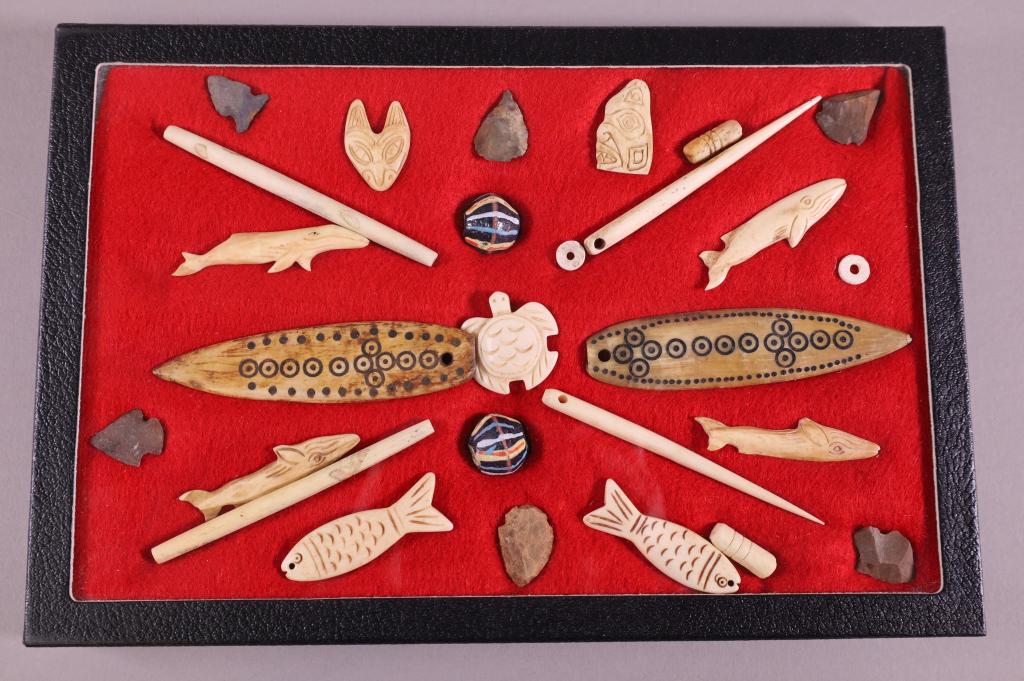 COLLECTION ON INUIT CARVINGS: MISC CARVINGS, IN SHOWCASE.