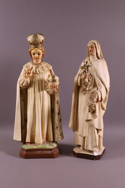 TWO CHALKWARE RELIGIOUS FIGURES (1 of 5)