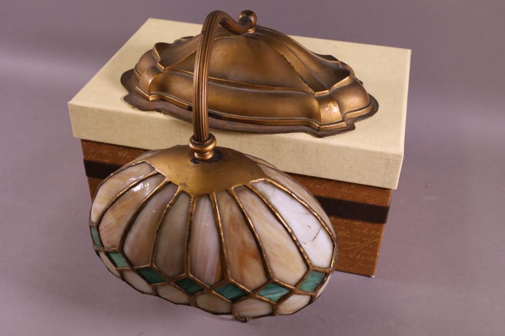 ANTIQUE LEADED GLASS PIANO LAMP (1 of 3)