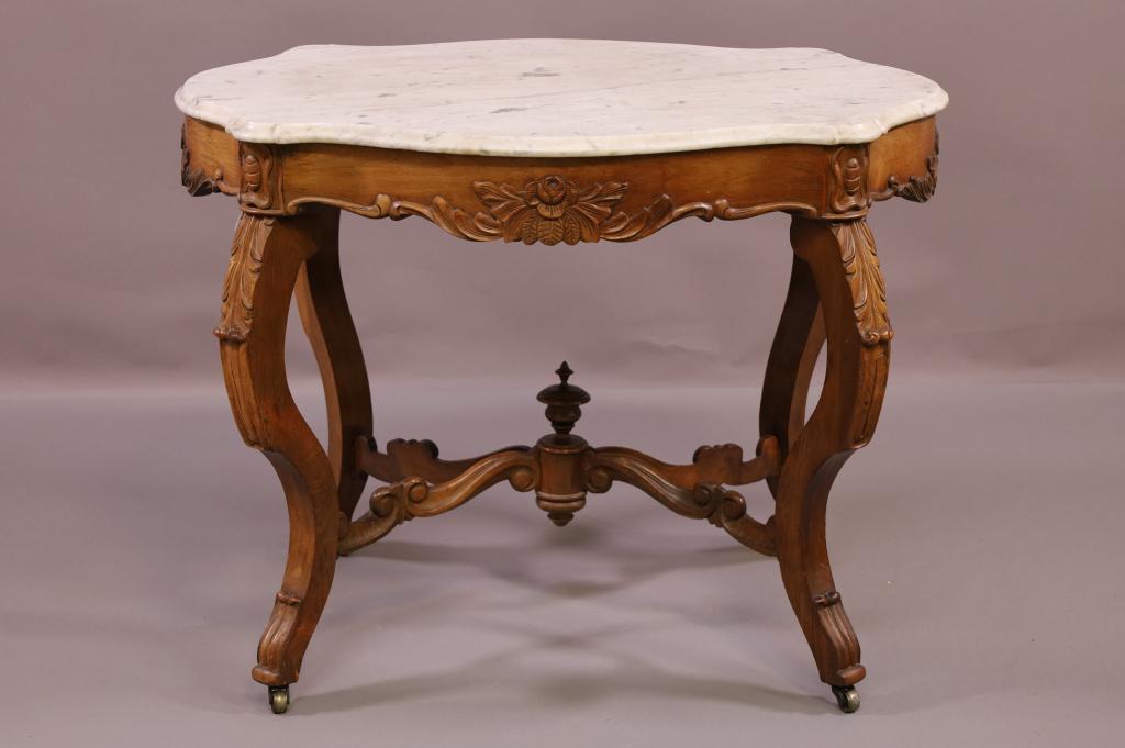 VICTORIAN MARBLE TOP PARLOR TABLE (1 of 4)
