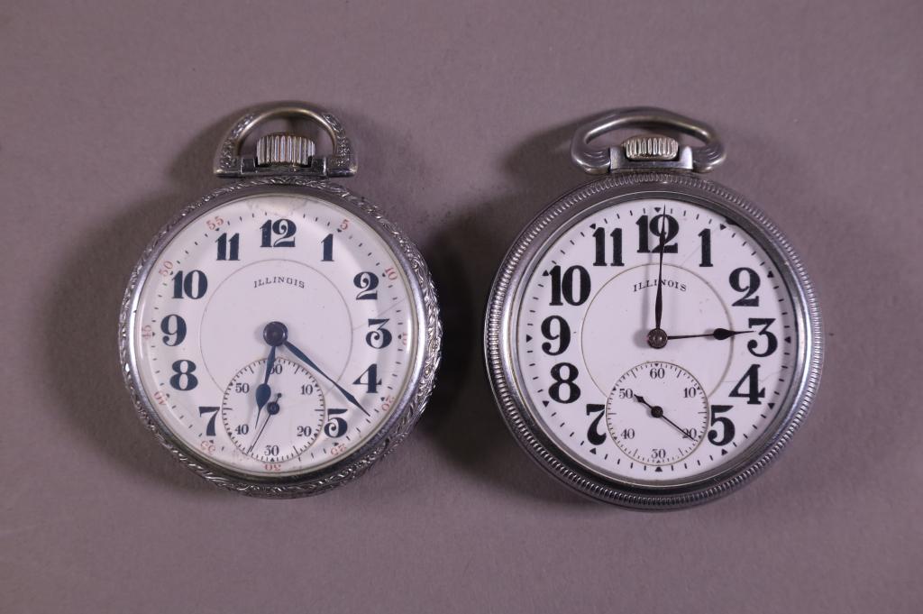 TWO ILLINOIS POCKET WATCHES (1 of 5)
