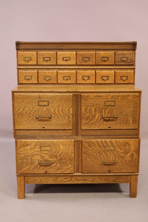 LARGE AM. OAK STACKING FILE CABINET (1 of 5)