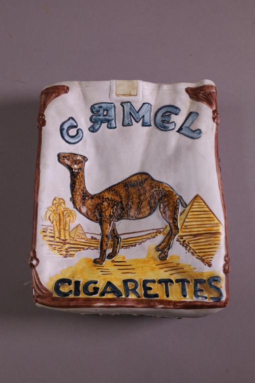 CAMEL CIGARETTES PORCELAIN ASHTRAY: ITALIAN MADE PORCELAIN ASHTRAY. GOOD CONDITION. 6" x 8"