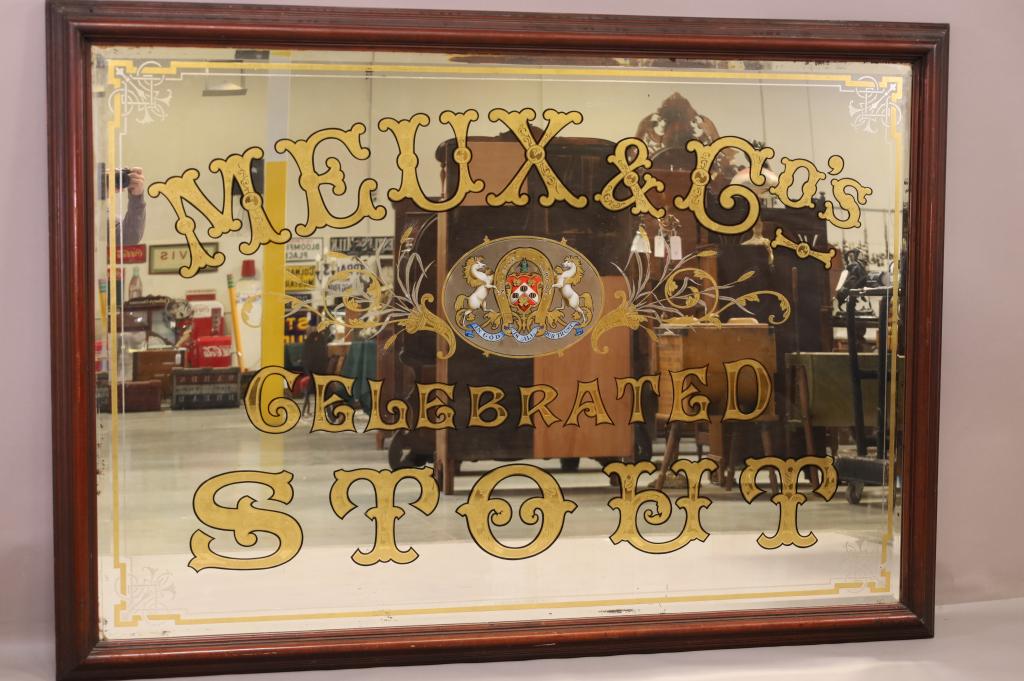 LRG. MEUX & CO STOUT REVERSE PAINTED PUB MIRROR (1 of 5)