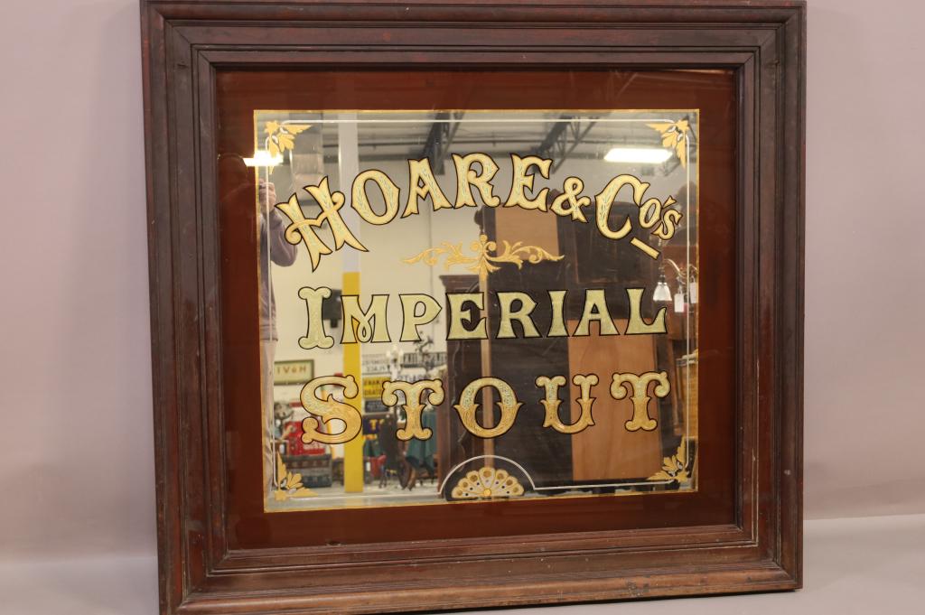 LRG. HOARE & CO STOUT REVERSE PAINTED PUB MIRROR (1 of 5)