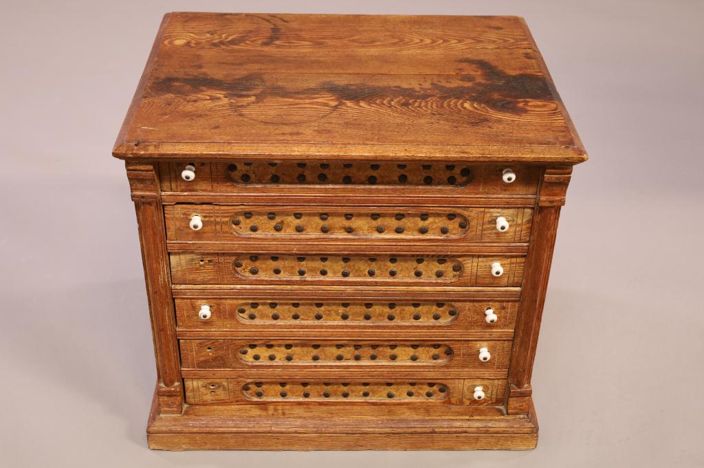 SIX DRAWER OAK SPOOL CABINET (1 of 4)
