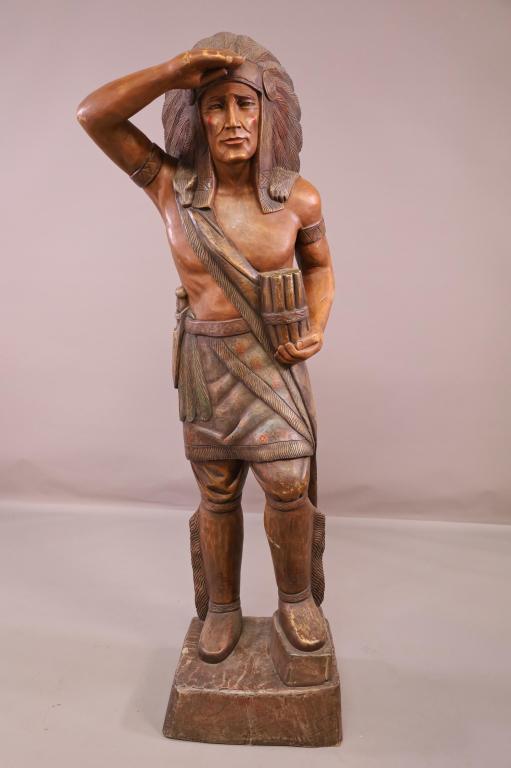 WOOD CARVED CIGAR STORE NATIVE AMERICAN (1 of 5)