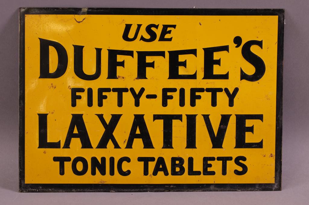 DUFFEE'S LAXATIVE EMBOSSED TIN SIGN (1 of 2)