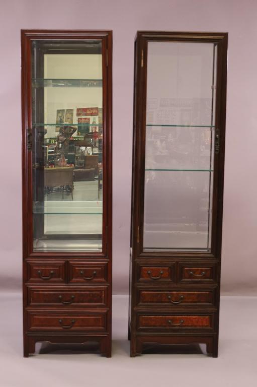 PAIR OF TALL CHINESE CURIOS (1 of 3)