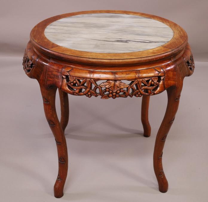 CHINESE MARBLE TOP CENTER TABLE (1 of 3)