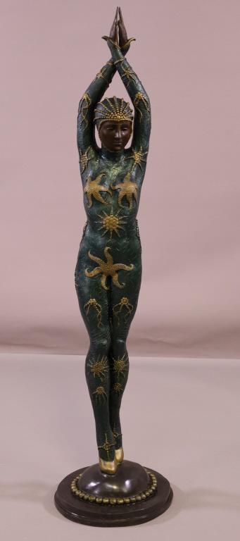 HUGE CHIPARUS STYLE BRONZE LADY STATUE (1 of 4)