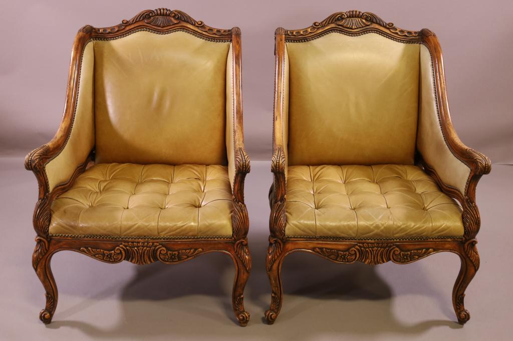 PAIR OF CARVED FRENCH STYLE PARLOR CHAIRS (1 of 3)