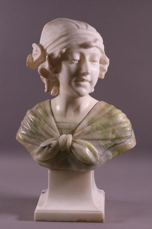 1900'S ALABASTER & MARBLE LADY BUST (1 of 3)