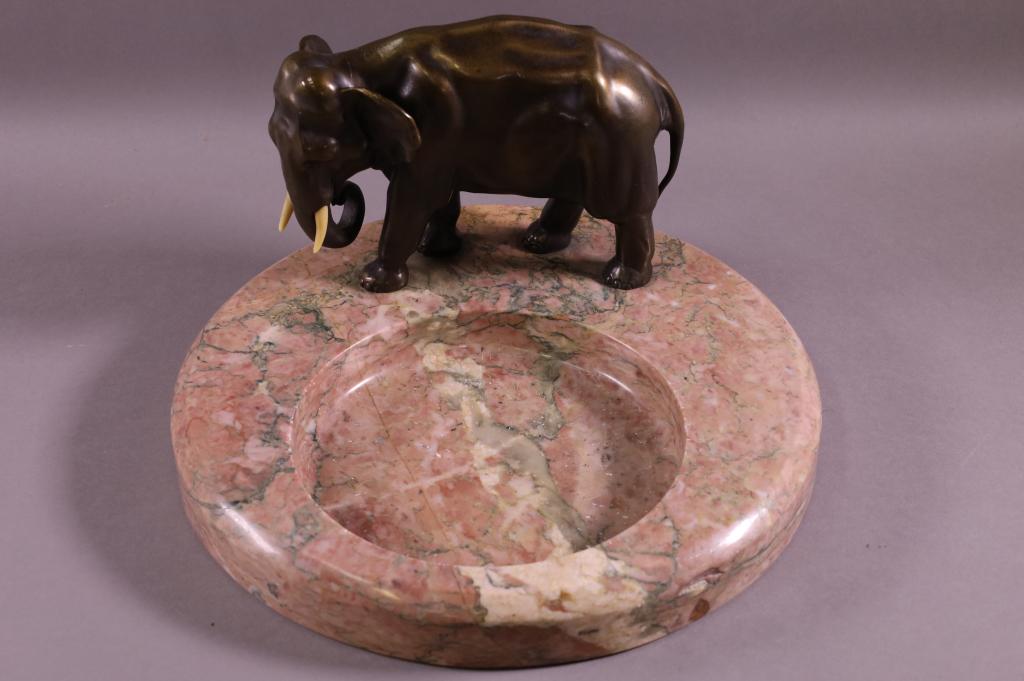 1920'S BRONZE & MARBLE ELEPHANT TRAY (1 of 4)