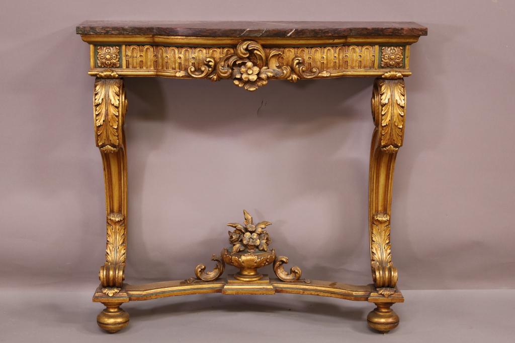 ANTIQUE FRENCH MARBLE TOP CONSOLE TABLE (1 of 4)