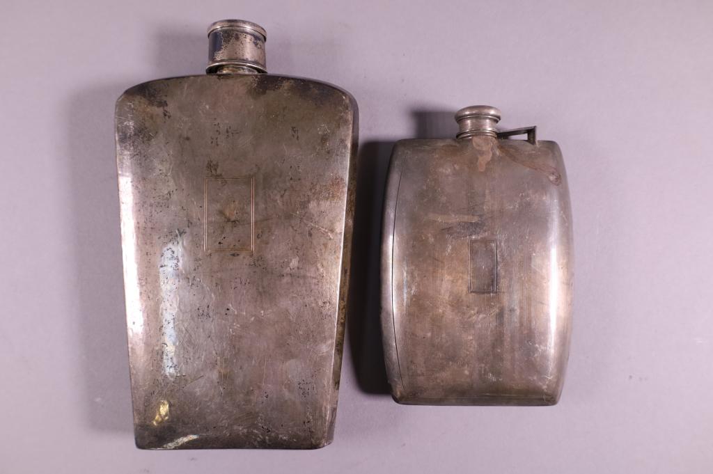 TWO STERLING SILVER FLASKS (1 of 5)