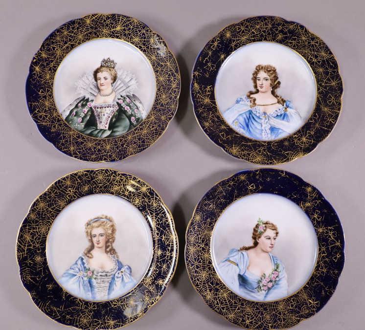 SET OF 4 HAND PAINTED PORTRAIT PLATES (1 of 6)