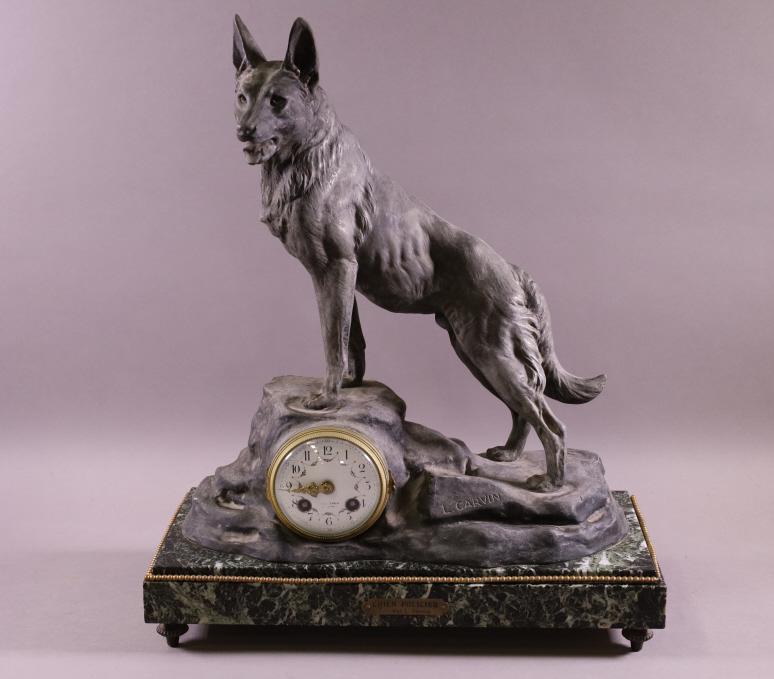 ANTIQUE FRENCH GERMAN SHEPARD MANTLE CLOCK (1 of 6)