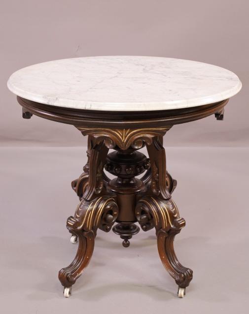 FANCY VICTORIAN MARBLE TOP PARLOR TABLE (1 of 4)