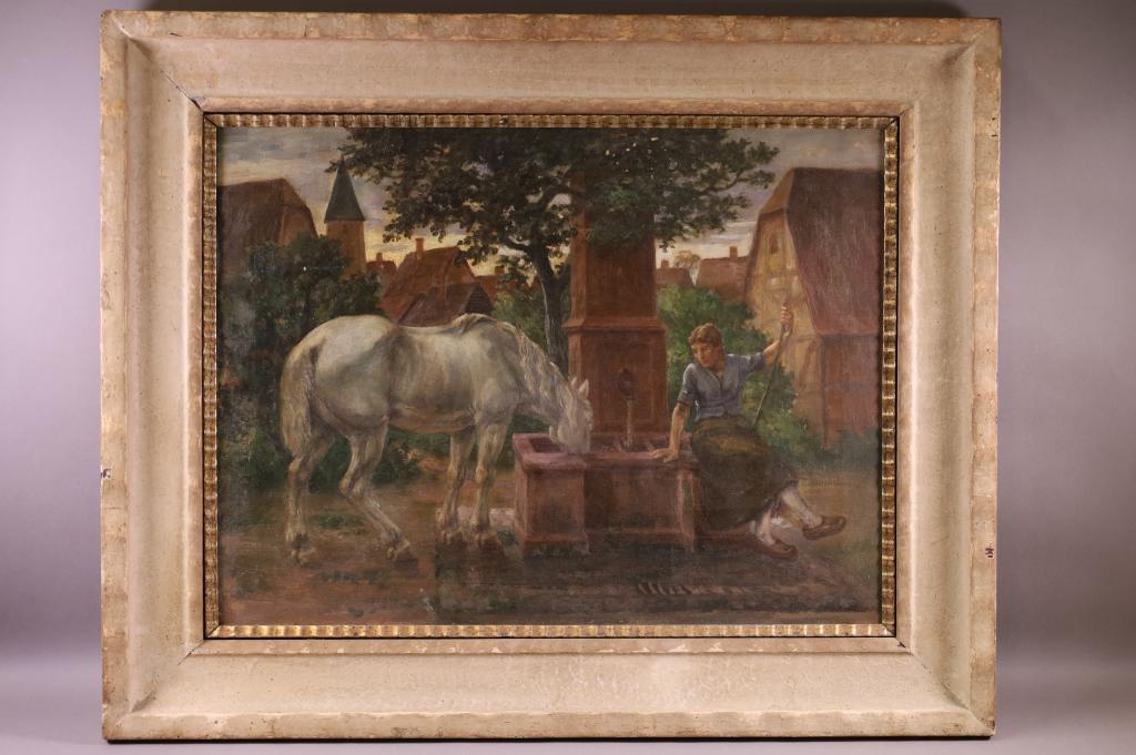 ANTIQUE FARM SCENE PAINTING (1 of 5)