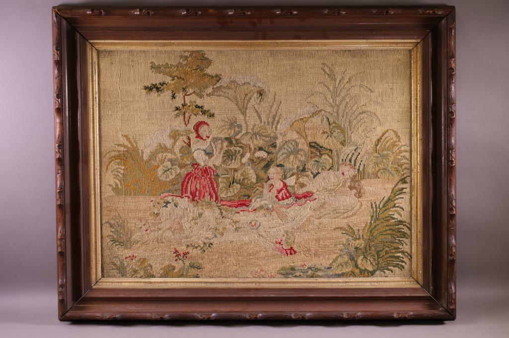 LARGE FRAMED VICTORIAN NEEDLEPOINT (1 of 2)