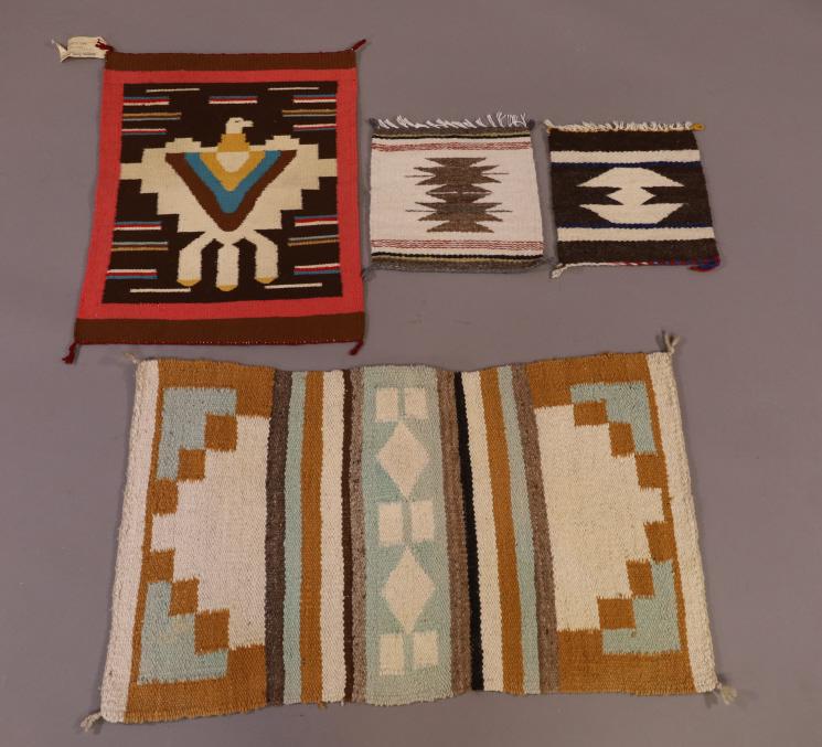 FOUR SMALL NATIVE AMERICAN WEAVINGS (1 of 4)