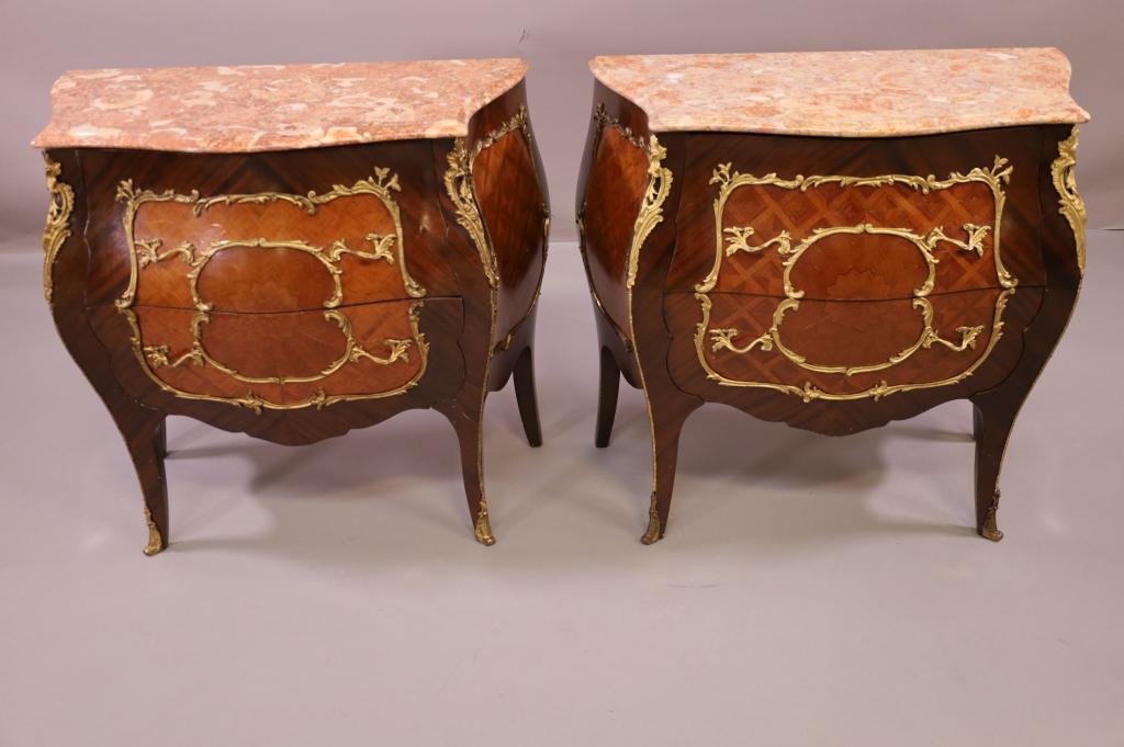 PAIR OF FRENCH STYLE MARBLE TOP COMMODES (1 of 4)