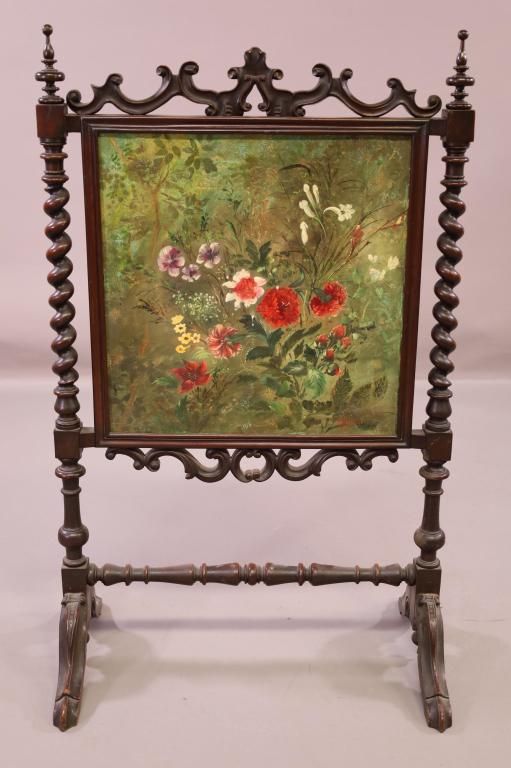 ANTIQUE HIGHLY CARVED FIRE SCREEN (1 of 3)