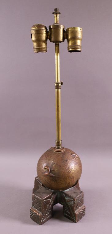 1920'S BRONZE CLAD TABLE LAMP (1 of 4)