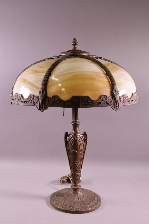 1920'S SLAG GLASS TABLE LAMP (1 of 3)