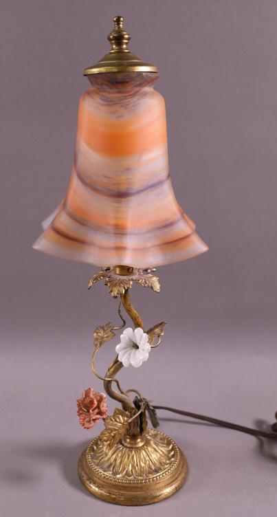 FRENCH TABLE LAMP W/ GLASS SHADE (1 of 2)