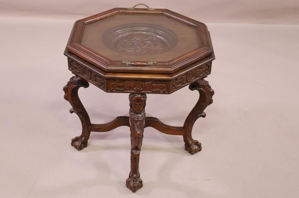 1920'S FIGURAL CARVED TRAY TOP TABLE (1 of 5)