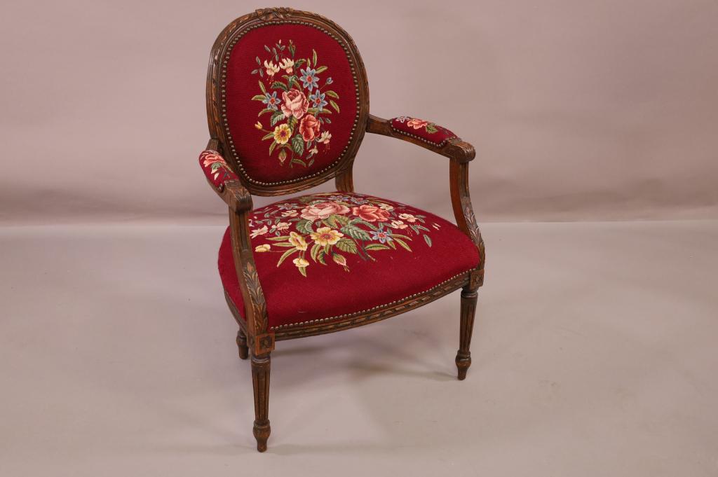 FRENCH NEEDLEPOINT ARMCHAIR (1 of 3)