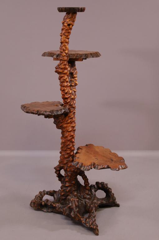 MID CENTURY MODERN LIVE EDGE FOUR TIER STAND (1 of 4)