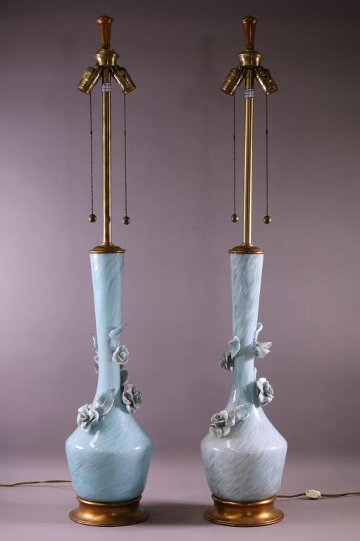 PAIR OF MARBRO GLASS TABLE LAMPS (1 of 5)