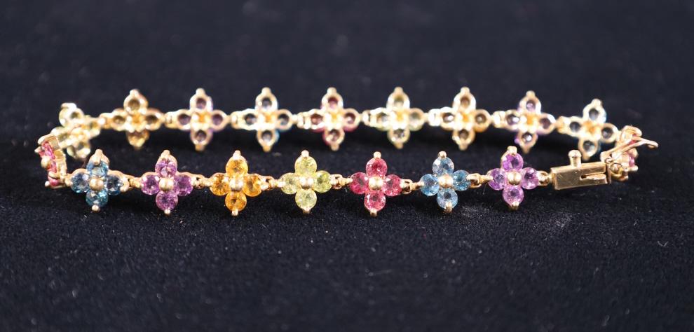14K GOLD & MULTI STONE BRACELET (1 of 2)