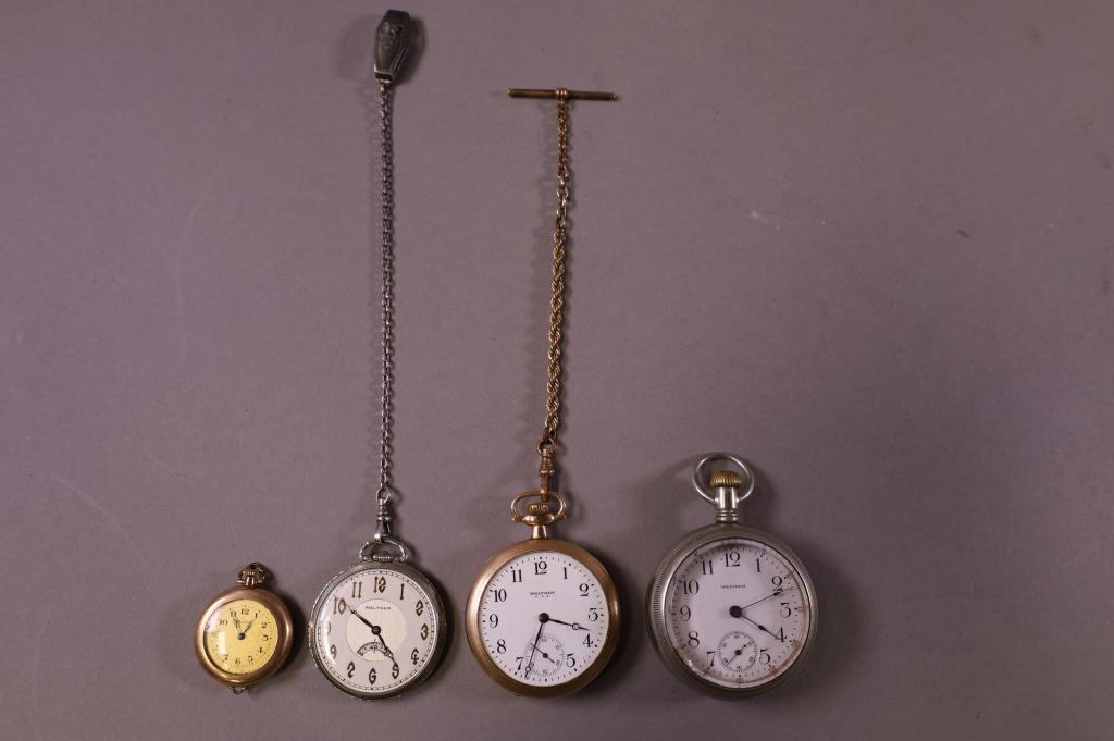 FOUR WALTHAM POCKET WATCHES (1 of 5)