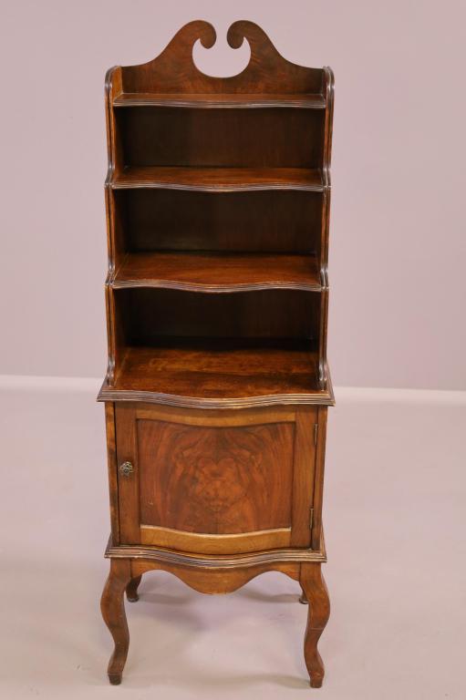 1920'S NARROW WALNUT BOOKCASE (1 of 2)