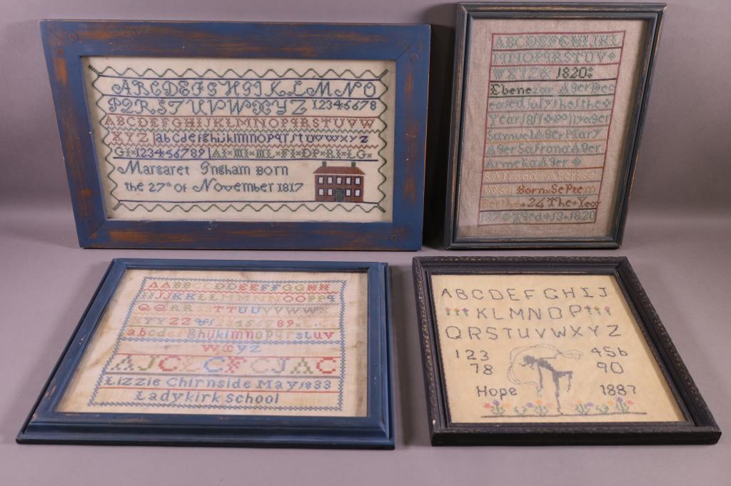 FOUR ANTIQUE SAMPLERS (1 of 5)