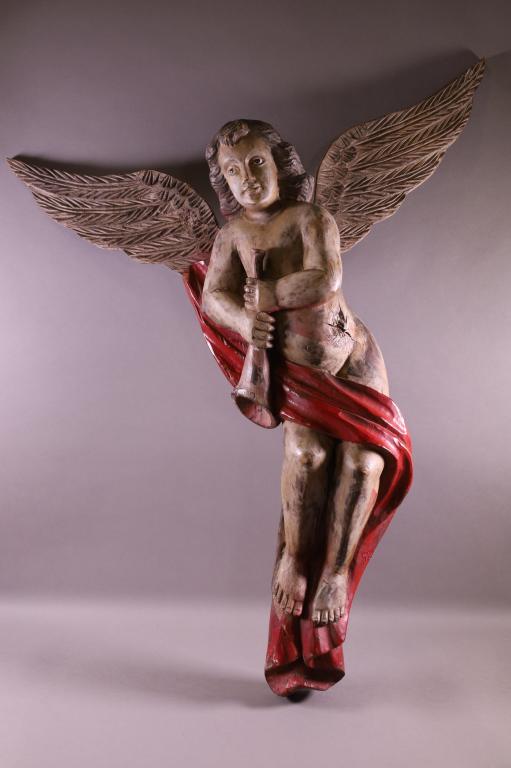 LARGE CARVED WOOD ANGEL (1 of 4)