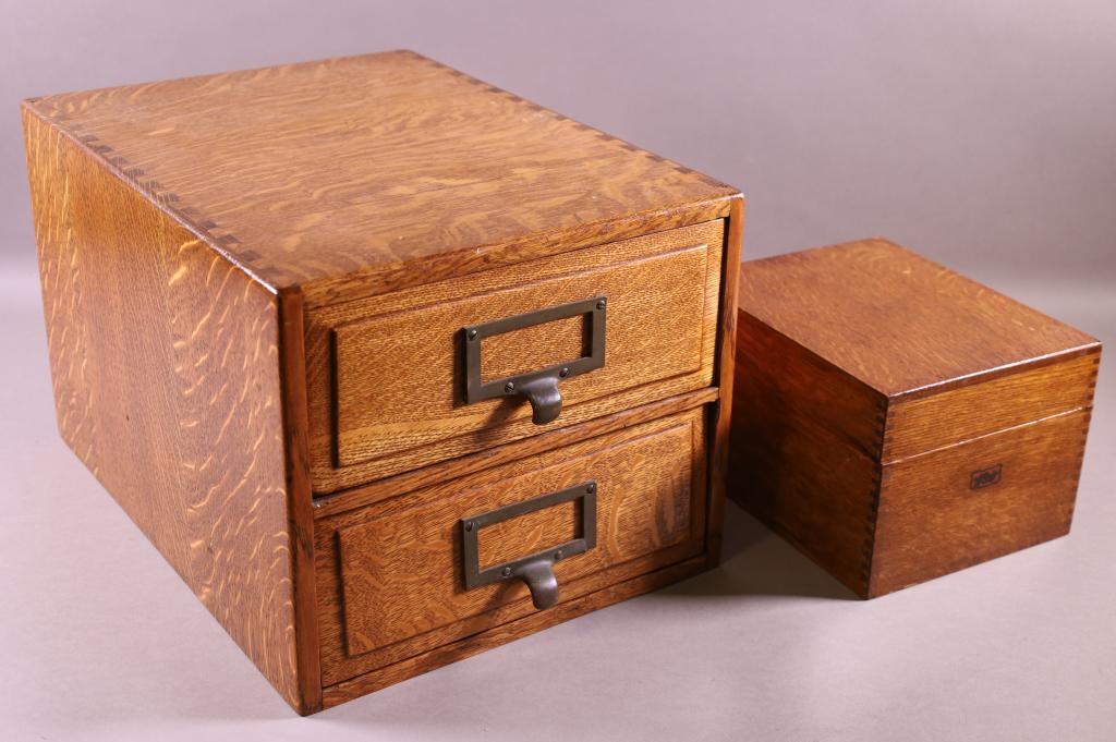 TWO OAK FILE BOXES (1 of 3)